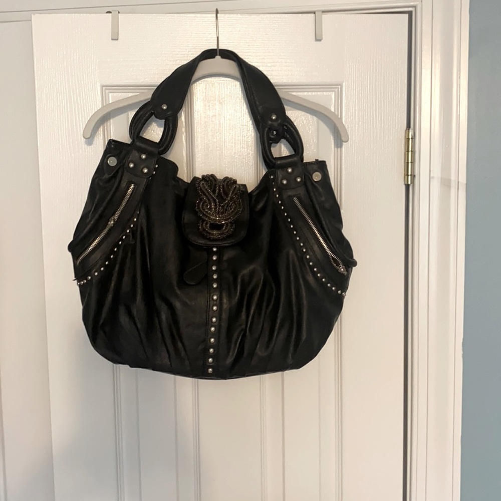 Nicole Lee black shoulder bag with silver studs